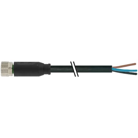 M8 Female 0° With Cable, PUR 3x0.25 Bk UL/CSA 5m